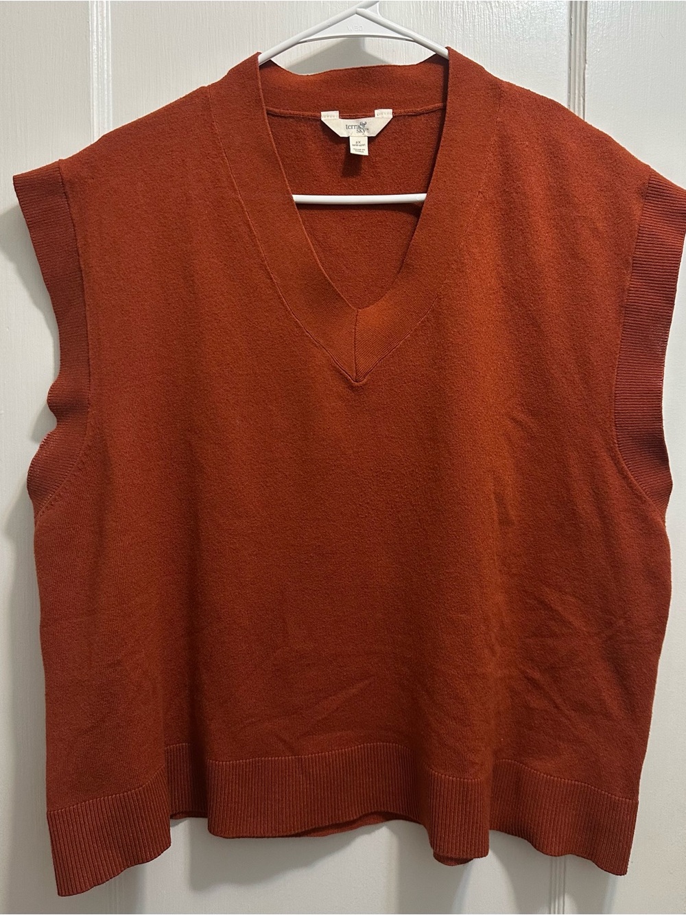 Terra & Sky: 2X Rust Orange V-Neck Sweater Vest